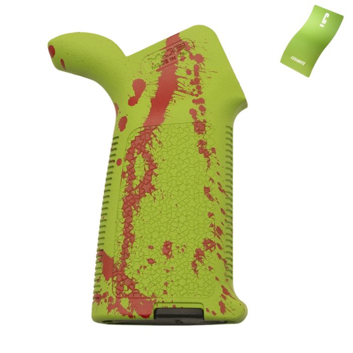 AR-15 Magpul MOE Grip - Blank - Cerakote Zombie Green Blood Splatter