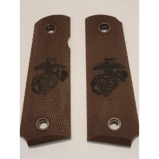 1911 Grip Panels *ORPH*  - Marine engraved Dark Brown