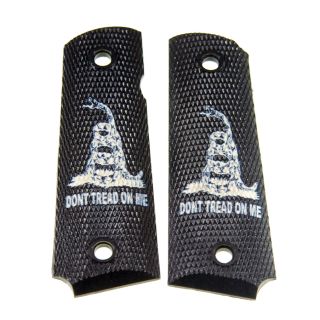 1911 Laser Engraved Grip - Don't Tread On Me - Ivory on Black