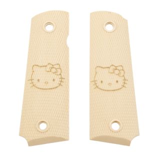 1911 Laser Engraved Grip - Hello Kitty Face - Tan