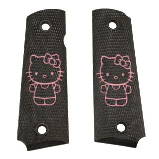 1911 Laser Engraved Grip - Hello Kitty Full Body - Pink on Black