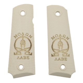 1911 Laser Engraved Grip - Molon Labe - Ivory
