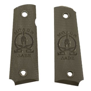 1911 Laser Engraved Grip - Molon Labe - Olive Drab Green