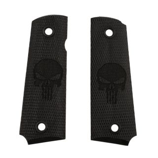 1911 Laser Engraved Grip - Punisher Skull - Black
