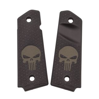 MOE 1911 Grip Panels - Punisher Skull (Engraved in FDE) - Black