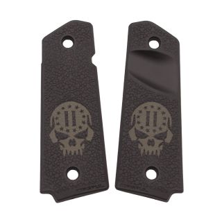 MOE 1911 Grip Panels - Second Amendment Skull (Engraved in FDE) - Black