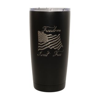 20 oz. Vacuum Insulated Tumbler - Black - Freedom Isn't Free