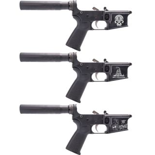 Anderson AM-15 Complete Pistol Lower - Open Trigger - Anodized Black with Engraving