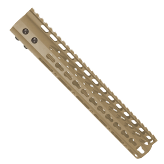 AR-10 12 Ultra Lightweight Thin Key Mod Free Floating Handguard With Monolithic Top Rail FDE