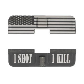 AR-10 Dust Cover - American Flag Wrap - 1 Shot 1 Kill - Phosphate Black