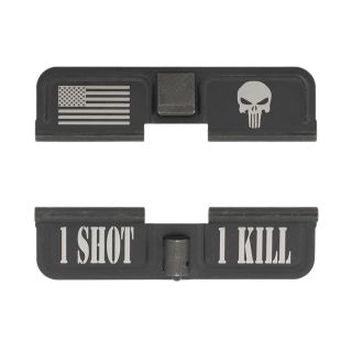 AR-10 Dust Cover - American Punisher - 1 Shot 1 Kill - Phosphate Black