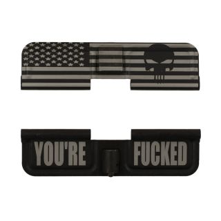 AR-10 Dust Cover - American Flag Wrap - You're F*cked - Phosphate Black