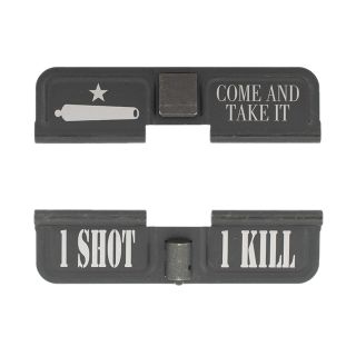 AR-10 Dust Cover - Come and Take it - 1 Shot 1 Kill - Phosphate Black