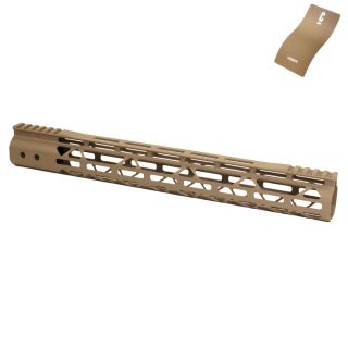 AR-15 15" Mod Lite Skeletonized M-LOK Free Float Handguard - Cerakote Magpul FDE
