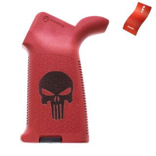 AR-15 Magpul MOE Grip - Punisher Skull - Cerakote Firehouse Red