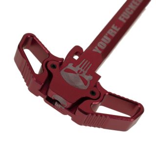 AR-15 Ambidextrous Charging Handle - Punisher Skull - Anodized Red