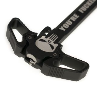 AR-15 Ambidextrous Charging Handle - The Punisher - Anodized Black