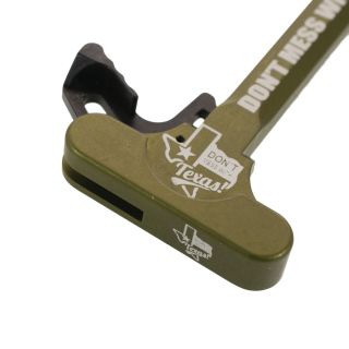 AR-15 Charging Handle - Don't Mess With Texas - Olive Drab Green with Extended Latch