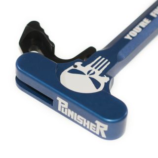 AR-15 Charging Handle - The Punisher - You're F*cked - Anodized Blue