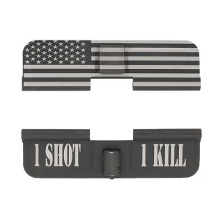 AR-15 Dust Cover - American Flag Wrap - 1 Shot 1 Kill - Phosphate Black