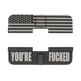 AR-15 Dust Cover - American Flag Wrap - You're Fcked - Phosphate Black