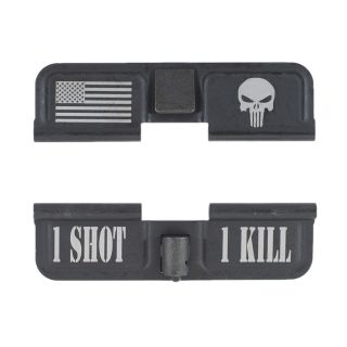 AR-15 Dust Cover - American Punisher - 1 Shot 1 Kill - Phosphate Black