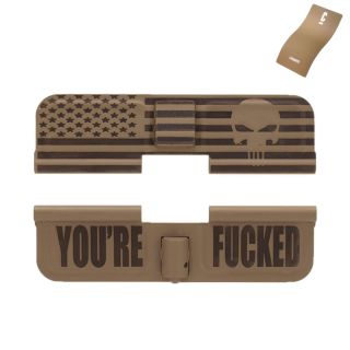AR-15 Dust Cover - Don't Tread on Me - You're Fucked - Cerakote Flat Dark Earth