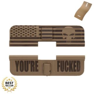 FDE AR-15 Dust Cover – American Punisher Flag Wrap | Cerakote Magpul FDE