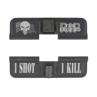 AR-15 Dust Cover - American Punisher RIP the Legend - 1 Shot 1 Kill - Phosphate Black