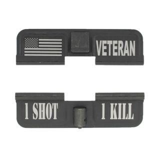 AR-15 Dust Cover - American Veteran - 1 Shot 1 Kill - Phosphate Black