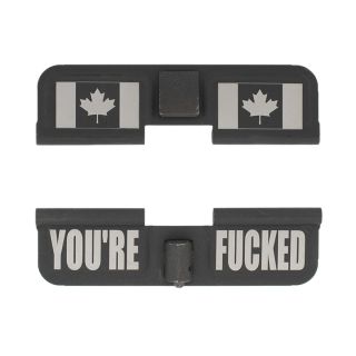 AR-15 Dust Cover - Canadian Flag - You're Fcked - Phosphate Black