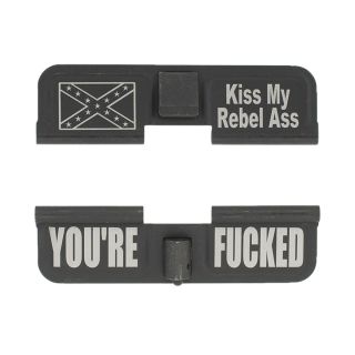 AR-15 Dust Cover - Confederate Flag - You're Fcked - Phosphate Black