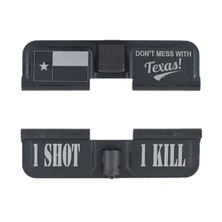 AR-15 Dust Cover - Don't Mess With Texas! - 1 Shot 1 Kill - Phosphate Black