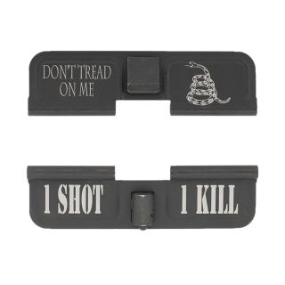 AR-15 Dust Cover - Don't Tread On Me - 1 Shot 1 Kill - Phosphate Black