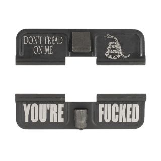 AR-15 Dust Cover - Don't Tread On Me - You're Fcked - Phosphate Black