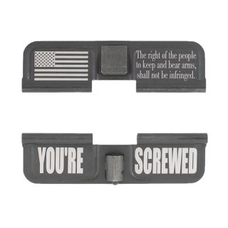 AR-15 Dust Cover - Flag 2nd Amendment - You're Screwed - Phosphate Black