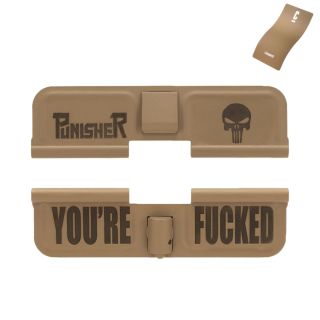 AR-15 Dust Cover - Punisher Skull - You're Fucked - Cerakote Flat Dark Earth