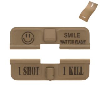 AR-15 Dust Cover - Smile! - 1 Shot 1 Kill - Cerakote Magpul FDE