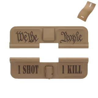 AR-15 Dust Cover - We the People - 1 Shot 1 Kill - Cerakote Magpul FDE