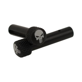 AR-15 Extended Takedown Pins - Punisher Skull - Anodized Black
