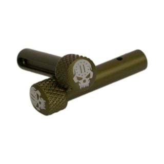 AR-15 Extended Takedown Pins - 2nd Amendment Skull - Anodized Olive Drab Green