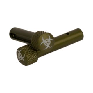 AR-15 Extended Takedown Pins - Biohazard - Anodized Olive Drab Green