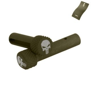 AR-15 Extended Takedown Pins - Punisher Skull - Cerakote OD Green