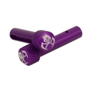 AR-15 Extended Takedown Pins - Reaper Skull and Scythes - Anodized Purple