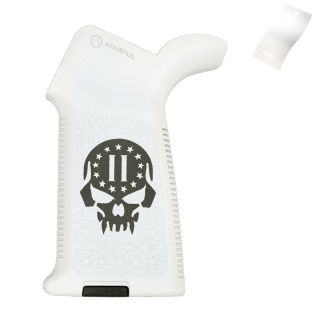 AR-15 Magpul MOE Grip - 2nd Amendment Skull - Cerakote Bright White