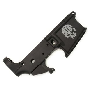 PSA AR-15 Stripped Lower Receiver – 2nd Amendment Skull – Anodized Black (FFL Required)