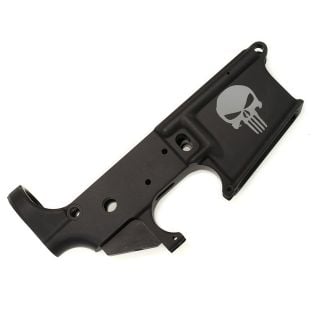 PSA AR-15 Stripped Lower Receiver – The Punisher Skull – Anodized Black (FFL Required)