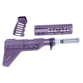 AR-15 Pistol Furniture Set w/ Micro Breach Brace – 7” M-LOK Handguard & Buffer Tube Kit | Cerakote Bright Purple