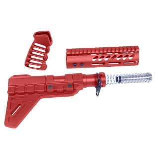 AR-15 Pistol Furniture Set w/ Micro Breach Brace – 7” M-LOK Handguard & Buffer Tube Kit | Firehouse Red