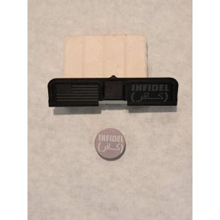 AR-10 Dust Cover & Forward Assist cap set- ORPH-  Anodized Black American Infidel, Blemished